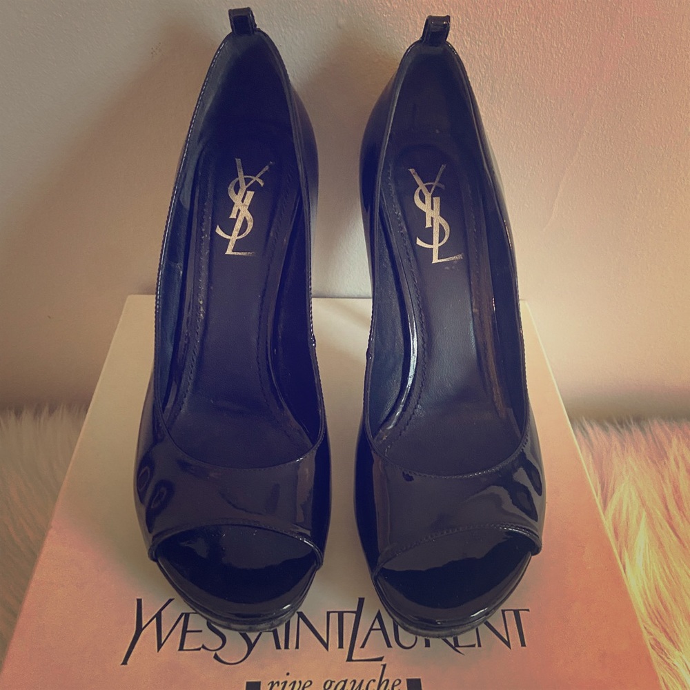 YSL black patent heels